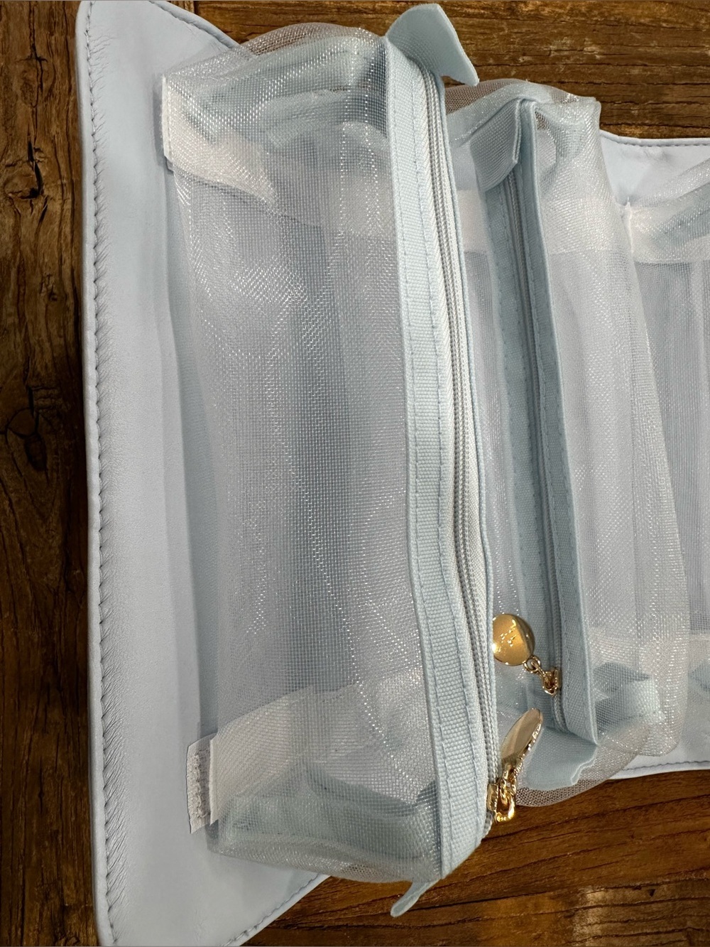 Light Blue Cosmetic Pouch with Gold Foil Accent - Picture 6 of 9